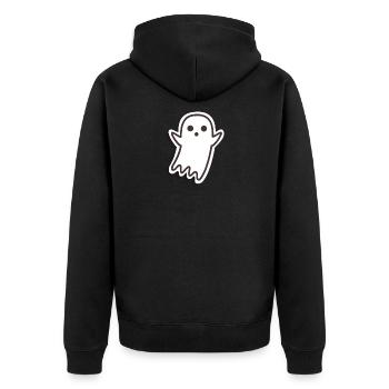 Gespenst - Unisex Premium Bio Zip Hoodie - Schwarz - Hinten - Nico (187cm)