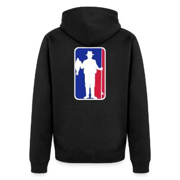 Angeln Fischer Logo Basketball - Unisex Premium Bio Zip Hoodie - Schwarz - Hinten - Nico (187cm)