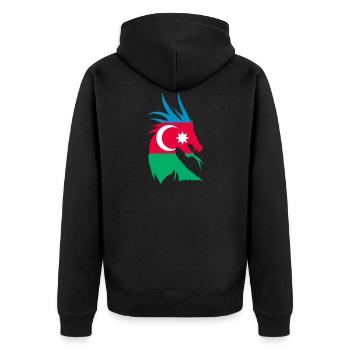Aserbaidschan Drache Flagge - Unisex Premium Bio Zip Hoodie - Schwarz - Hinten - Nico (187cm)