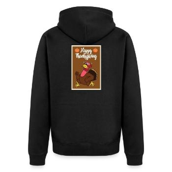 Thanksgiving Truthahn Pute Erntedankfest - Unisex Premium Bio Zip Hoodie - Schwarz - Hinten - Nico (187cm)
