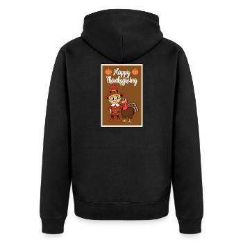 Thanksgiving Truthahn Pute Erntedankfest - Unisex Premium Bio Zip Hoodie - Schwarz - Hinten - Nico (187cm)