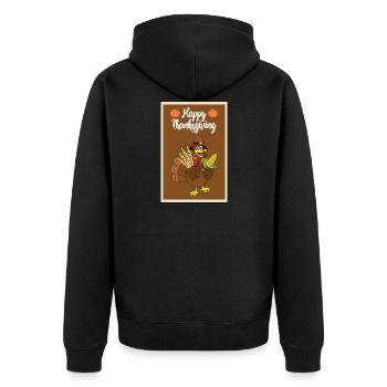 Thanksgiving Truthahn Pute Erntedankfest - Unisex Premium Bio Zip Hoodie - Schwarz - Hinten - Nico (187cm)