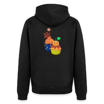 Halloween Cupcake Muffin Kuchen Backen Süßigkeiten - Unisex Premium Bio Zip Hoodie - Schwarz - Hinten - Nico (187cm)