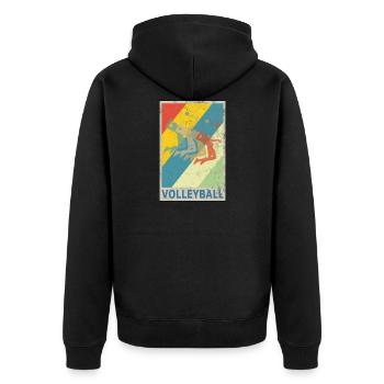 Retro Vintage Style Beach Volleyball Spieler - Unisex Premium Bio Zip Hoodie - Schwarz - Hinten - Nico (187cm)