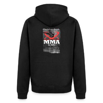 MMA - Unisex Premium Bio Zip Hoodie - Schwarz - Hinten - Nico (187cm)