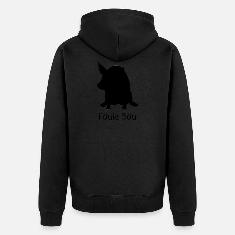 Faule Sau - Unisex Premium Bio Zip Hoodie - Schwarz