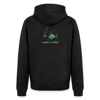 Fisch Wurm Angeln Fischen lustige Tiere Fischerei - Unisex Premium Bio Zip Hoodie - Schwarz - Hinten - Nico (187cm)