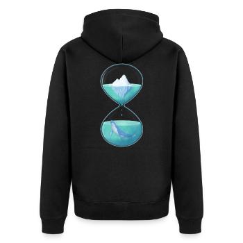 Eisberg Wal Sanduhr - Unisex Premium Bio Zip Hoodie - Schwarz - Hinten - Nico (187cm)