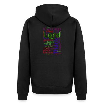 Thank You Lord For Your Blessings On Me - Unisex Premium Bio Zip Hoodie - Schwarz - Hinten - Nico (187cm)