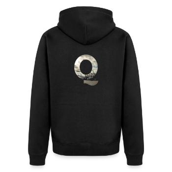Shirt mit Buchstabe Q - Unisex Premium Bio Zip Hoodie - Schwarz - Hinten - Nico (187cm)