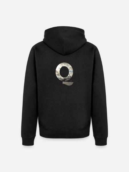 Shirt mit Buchstabe Q - Unisex Premium Bio Zip Hoodie - Schwarz