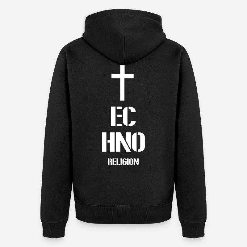 Techno - Unisex Premium Bio Zip Hoodie - Schwarz