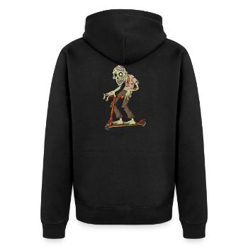 Zombie on scooter - gift idea - Unisex Premium Organic Zip Hoodie - black - Back - Nico (187cm)