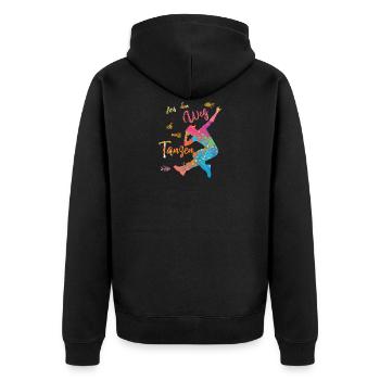Aus dem Weg ich muss Tanzen - Tanzschule - Unisex Premium Bio Zip Hoodie - Schwarz - Hinten - Nico (187cm)
