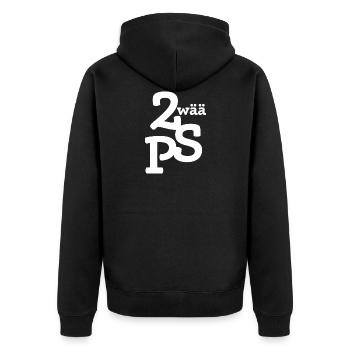 ZwaeaePS Logo weiß - Unisex Premium Bio Zip Hoodie - Schwarz - Hinten - Nico (187cm)