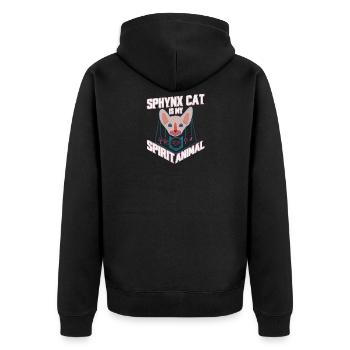 Sphynx Katze Kahl Haarlos Haustier Mieze Geschenk - Unisex Premium Bio Zip Hoodie - Schwarz - Hinten - Nico (187cm)