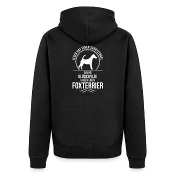 FOXTERRIER Glatthaar Schutzengel Wilsigns Jagdhund - Unisex Premium Bio Zip Hoodie - Schwarz - Hinten - Nico (187cm)