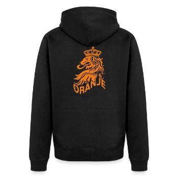 Dutch Lion - Dutch Lion - Orange - Left - Unisex Premium Organic Zip Hoodie - black - Back - Nico (187cm)