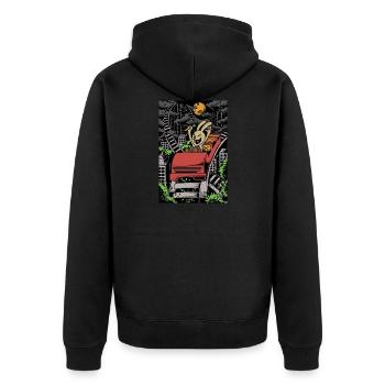 ROLLER COASTER - Unisex Premium Bio Zip Hoodie - Schwarz - Hinten - Nico (187cm)