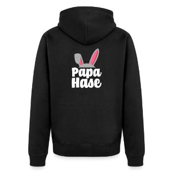 Papa Hase Ostern Design Osterhase - Unisex Premium Bio Zip Hoodie - Schwarz - Hinten - Nico (187cm)