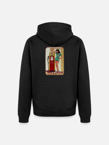 Pin up service station - Unisex Premium Organic Zip Hoodie - black