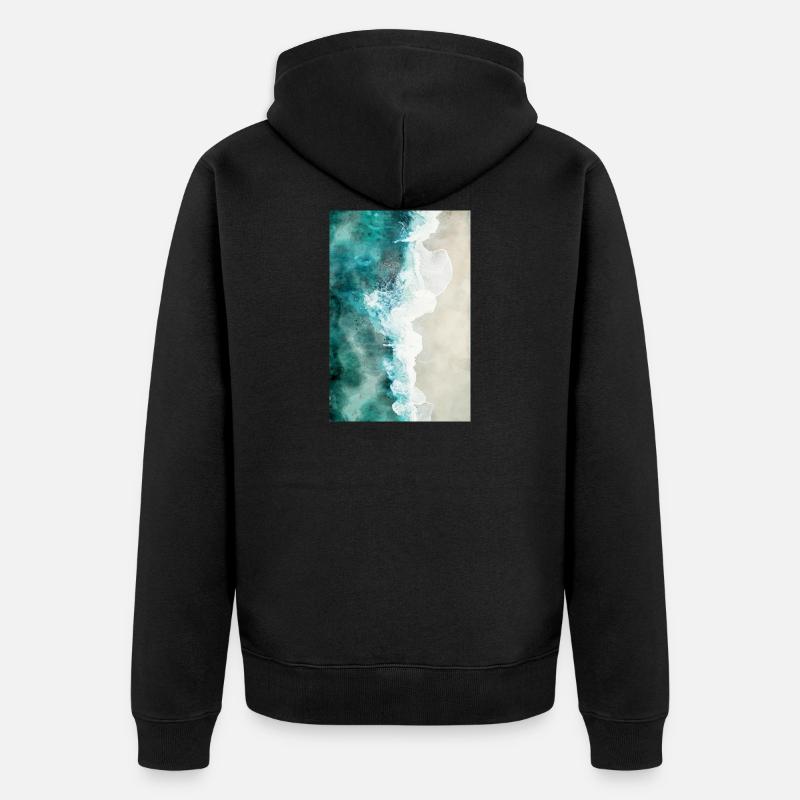 Belle plage de rêve peinte à l'aquarelle - Veste à capuche bio Premium Unisexe - noir