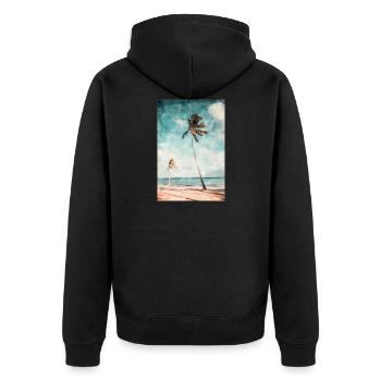 Belle plage de rêve peinte à l'aquarelle - Veste à capuche bio Premium Unisexe - noir - Dos - Nico (187cm)