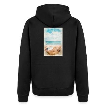 Belle plage de rêve peinte à l'aquarelle - Veste à capuche bio Premium Unisexe - noir - Dos - Nico (187cm)
