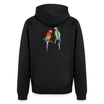 Papageien - Unisex Premium Bio Zip Hoodie - Schwarz - Hinten - Nico (187cm)