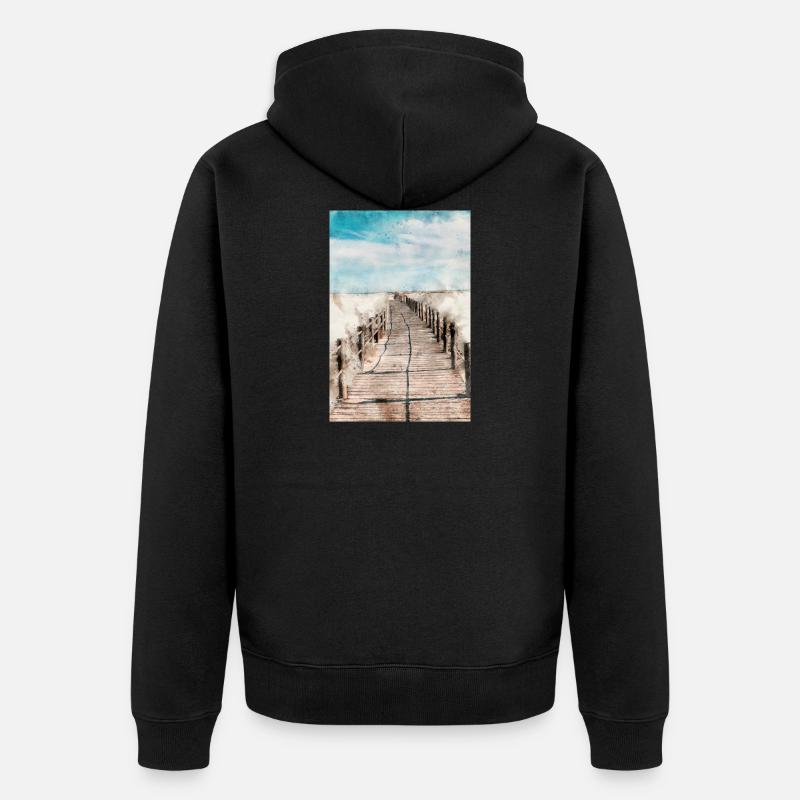 Affiche plage - Veste à capuche bio Premium Unisexe - noir