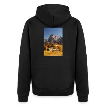 Langkofel - Wahrzeichen Südtirols - Unisex Premium Bio Zip Hoodie - Schwarz - Hinten - Nico (187cm)