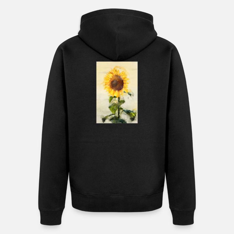 Tournesol à l'aquarelle - Veste à capuche bio Premium Unisexe - noir