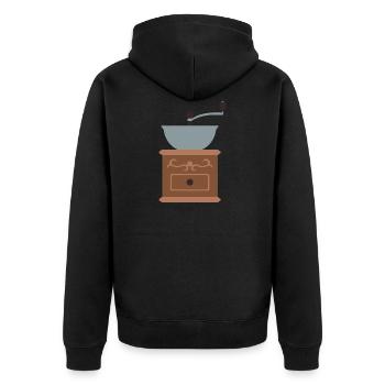coffee grinder - Unisex Premium Organic Zip Hoodie - black - Back - Nico (187cm)