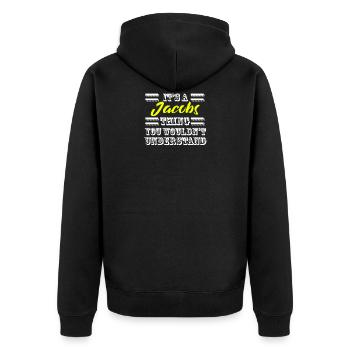 Son A Jacobs Thing Nom de famille Fierté - Veste à capuche bio Premium Unisexe - noir - Dos - Nico (187cm)