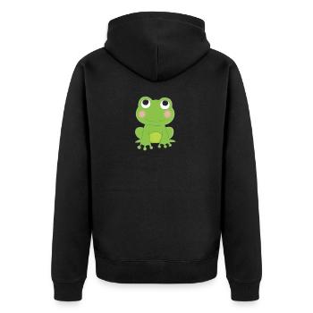 Frog - Unisex Premium Organic Zip Hoodie - black - Back - Nico (187cm)