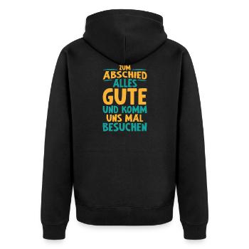 Gute Abschied Kollege Arbeit Geschenk - Unisex Premium Bio Zip Hoodie - Schwarz - Hinten - Nico (187cm)