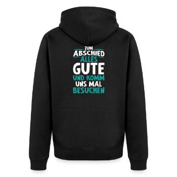 Gute Abschied Kollege Arbeit Geschenk - Unisex Premium Bio Zip Hoodie - Schwarz - Hinten - Nico (187cm)