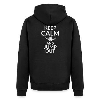 Keep Calm And Jump Out Gleitschirm - Unisex Premium Bio Zip Hoodie - Schwarz - Hinten - Nico (187cm)