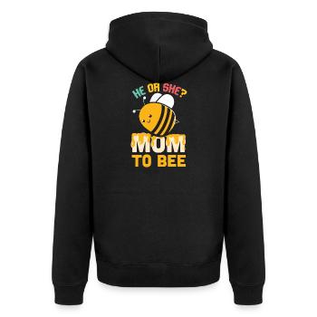 Womens Gender Reveal What Will It Bee Mom To Be - Unisex Premium Bio Zip Hoodie - Schwarz - Hinten - Nico (187cm)