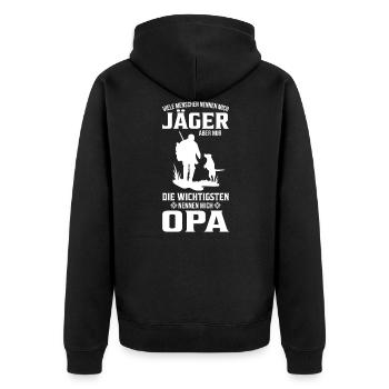 Jäger Opa Großvater Jagd Jagen Jagdhund Geschenk - Unisex Premium Bio Zip Hoodie - Schwarz - Hinten - Nico (187cm)