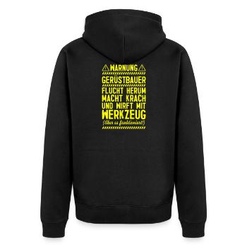Werkzeug Gerüstbauer Geschenk Gerüster Beruf - Unisex Premium Bio Zip Hoodie - Schwarz - Hinten - Nico (187cm)