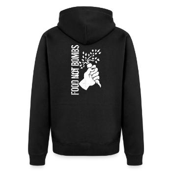 Food not Bombs - Unisex Premium Bio Zip Hoodie - Schwarz - Hinten - Nico (187cm)