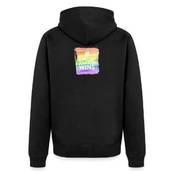 L’amour gagne - Veste à capuche bio Premium Unisexe - noir - Dos - Nico (187cm)