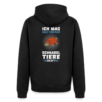 Schnabeltier Ich mag Schnabeltiere Platypus süß - Unisex Premium Bio Zip Hoodie - Schwarz - Hinten - Nico (187cm)