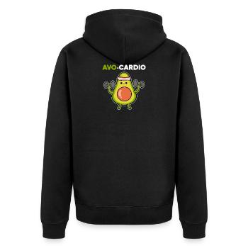 AVO-Cardio Avocado-Liebhaber Gift - Unisex Premium Bio Zip Hoodie - Schwarz - Hinten - Nico (187cm)