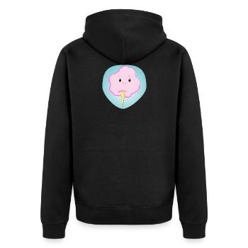Fröhliche Zuckerwatte - Geschenk - Geschenkidee - Unisex Premium Bio Zip Hoodie - Schwarz - Hinten - Nico (187cm)
