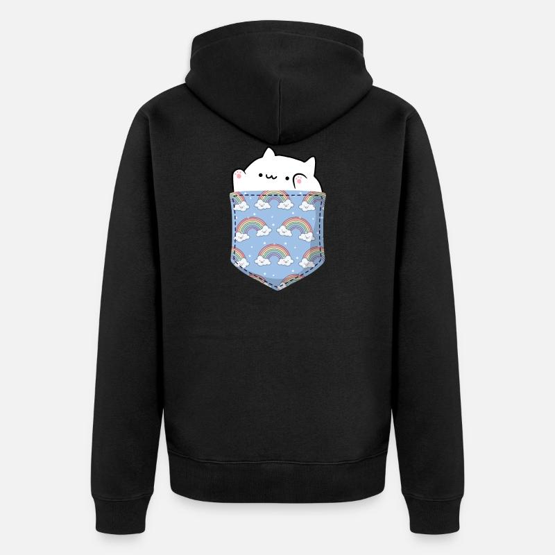 Bongo Cat Mignon sac chat - Veste à capuche bio Premium Unisexe - noir