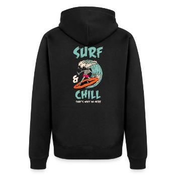 Surf avec un squelette et un crâne de mort - Veste à capuche bio Premium Unisexe - noir - Dos - Nico (187cm)