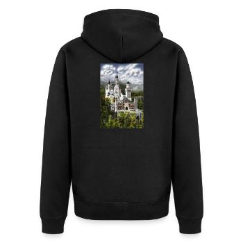 Schloss Neu Schwanstein - Unisex Premium Bio Zip Hoodie - Schwarz - Hinten - Nico (187cm)