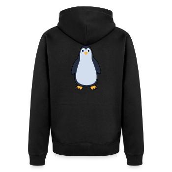 Pinguin - Unisex Premium Bio Zip Hoodie - Schwarz - Hinten - Nico (187cm)